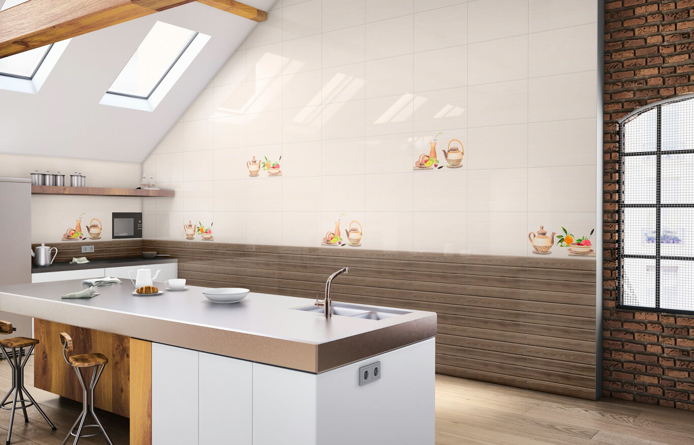 Wooden texture 3D kitchen wall tiles - Lorison Tiles LLP